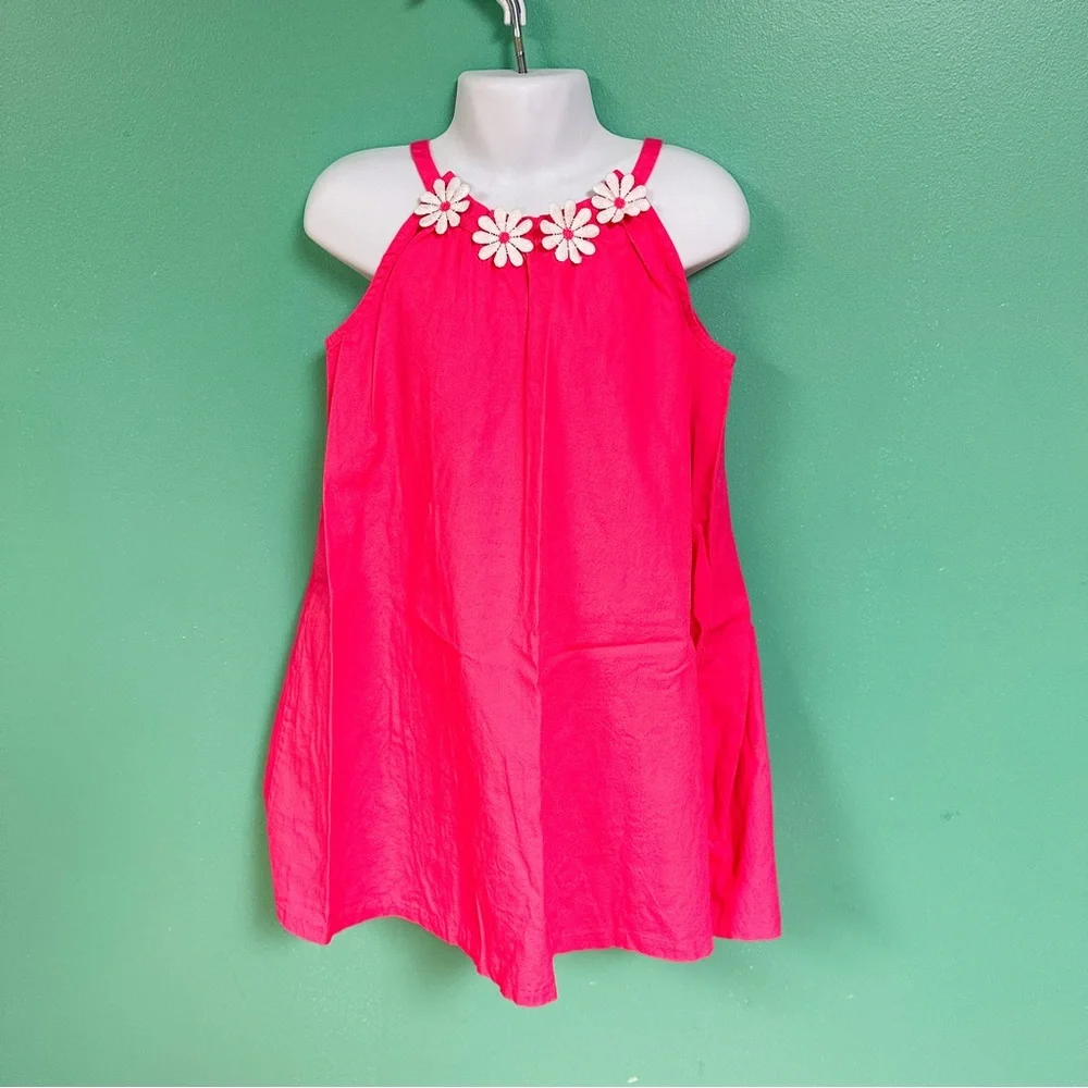 Gymboree Pink & White Daisy Neckline Summer Dress Girls Size 5